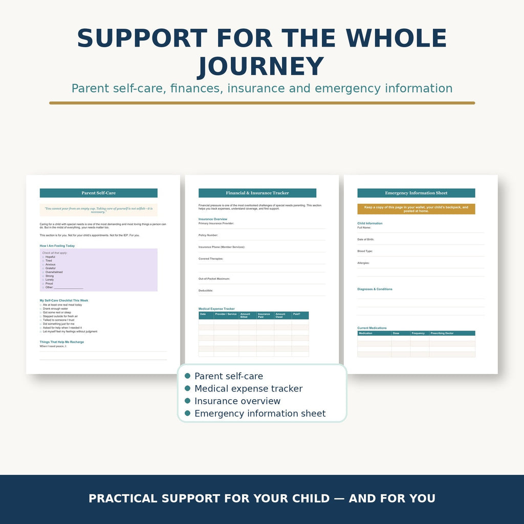 The Hope and Care Planner parent self care financial insurance and emergency pages