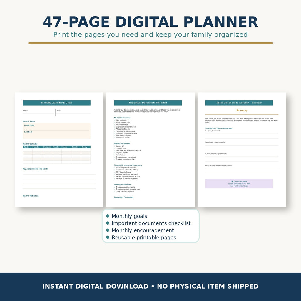 The Hope and Care Planner 47 page instant digital download printable planner