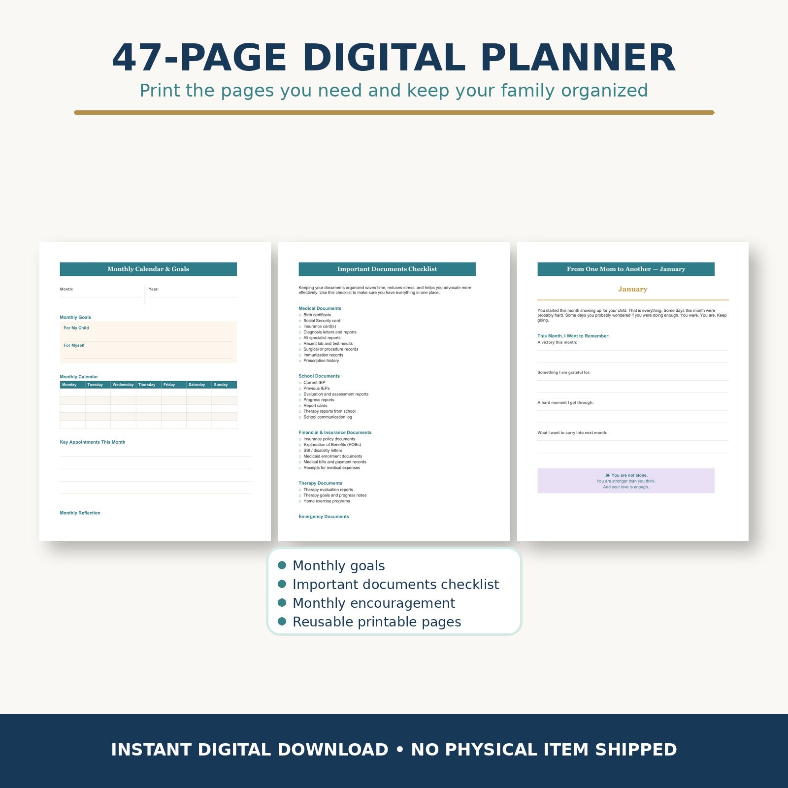 The Hope and Care Planner 47 page instant digital download printable planner