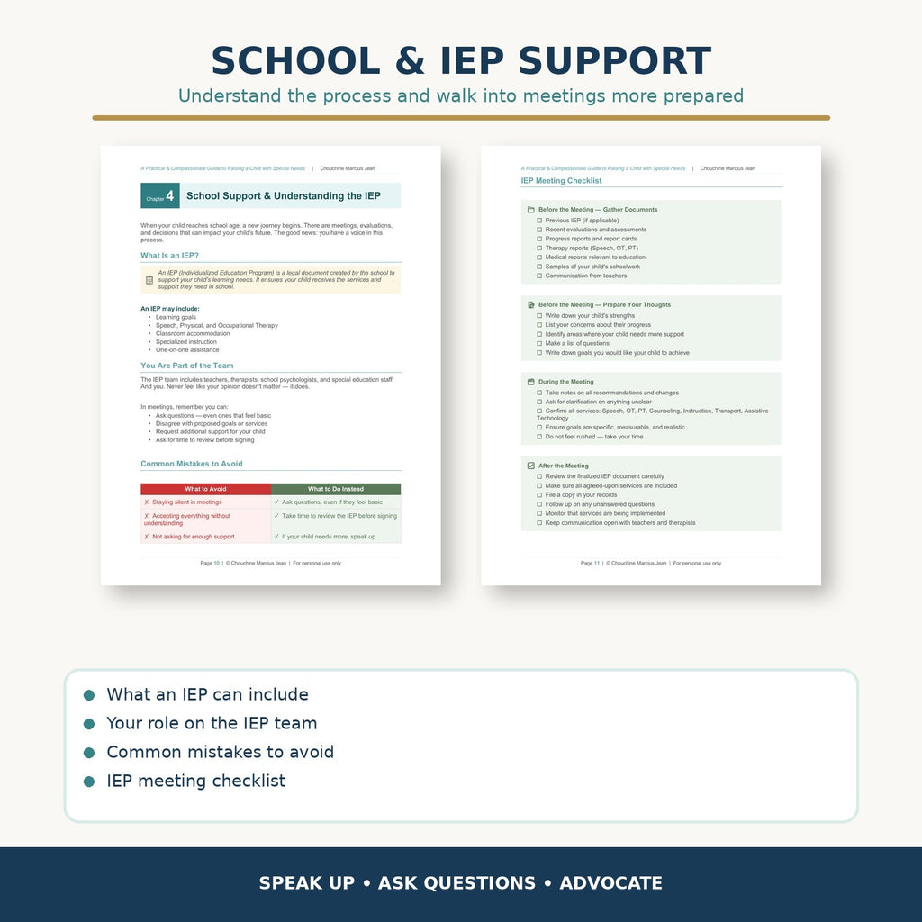 Special needs parenting guide school and IEP support pages